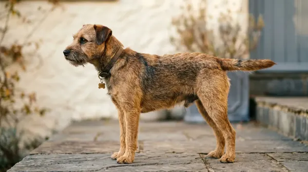 Side profile of a dog showing mid-level neutral tail position