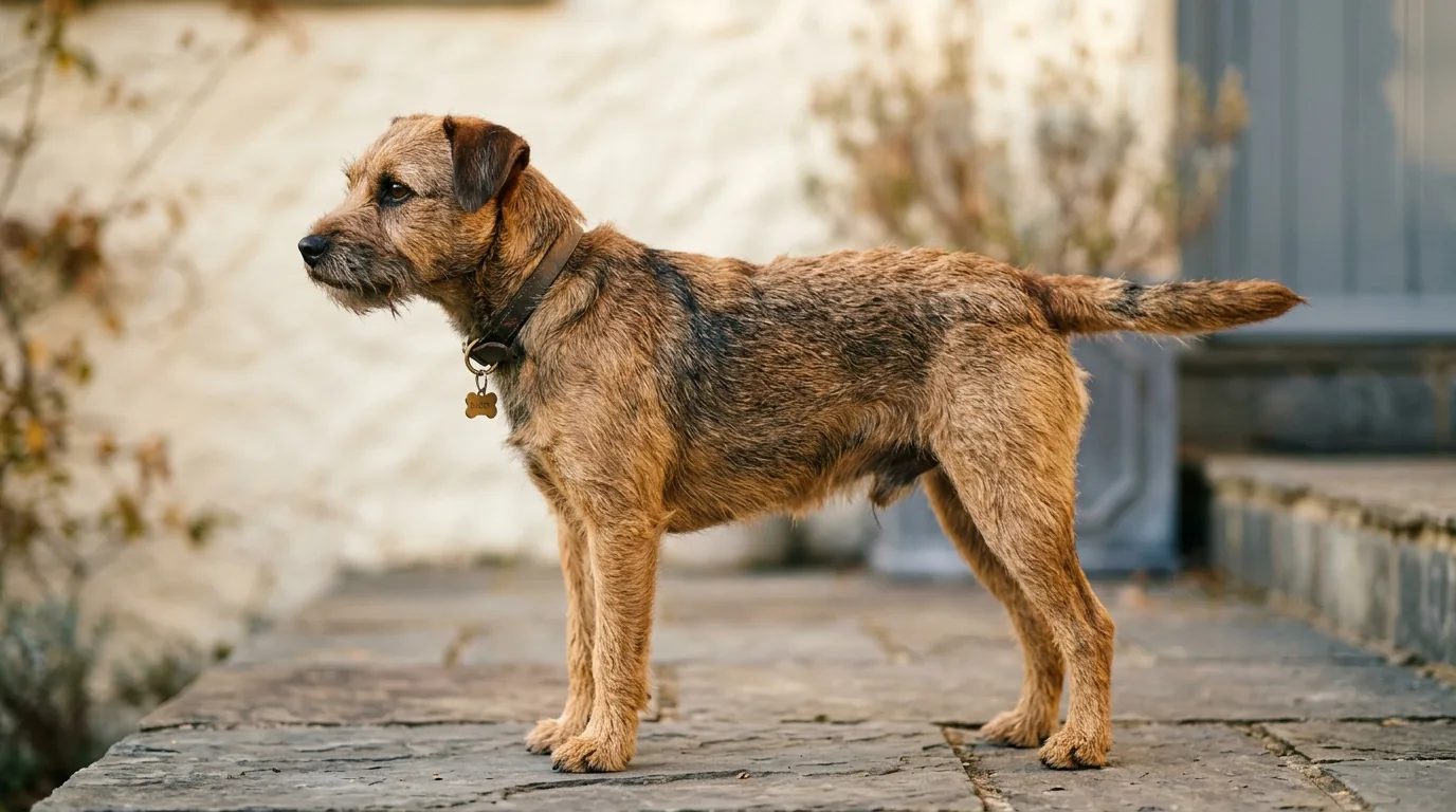 Side profile of a dog showing mid-level neutral tail position